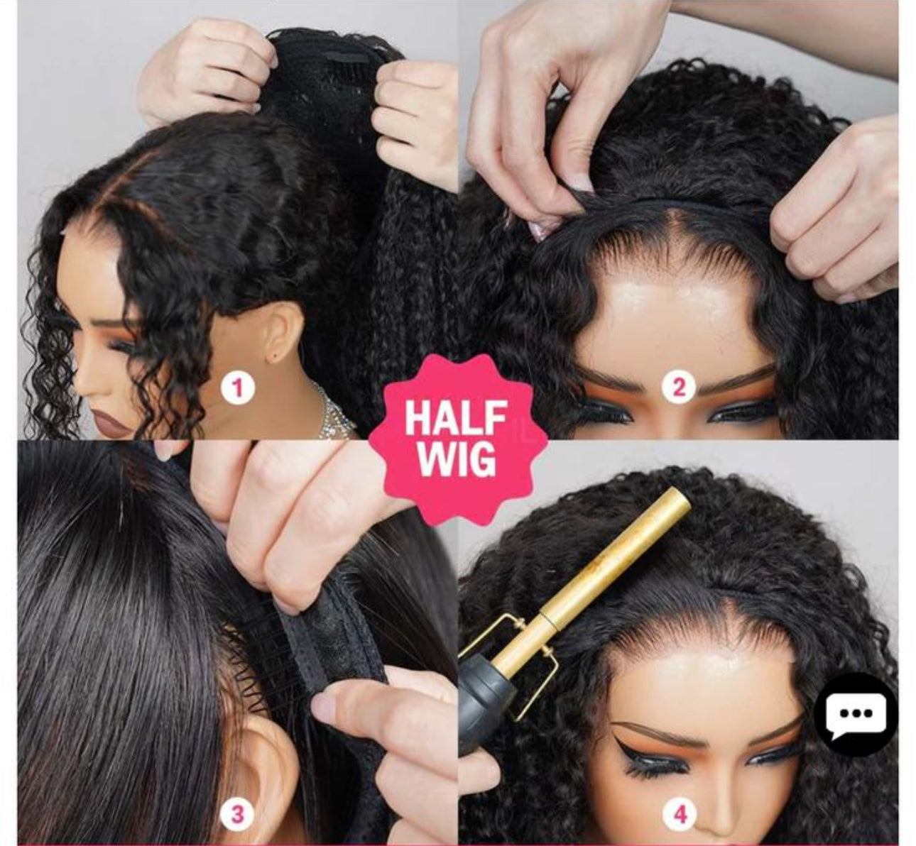 20-Inch Burmese Curly Partial Wig